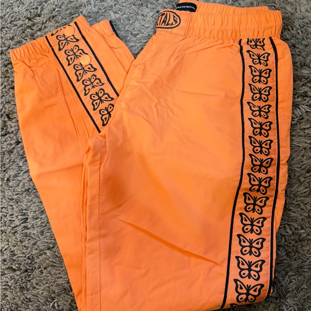 Orange Butterfly Windbreaker Pants